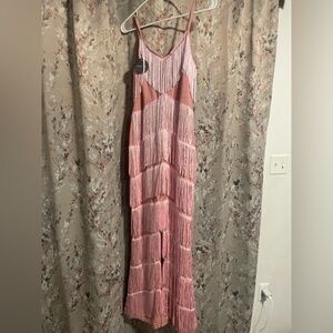 Joyfunear Pink Frill Pants Jumpsuit Polyester Spandex Women’s Small NWT Unique